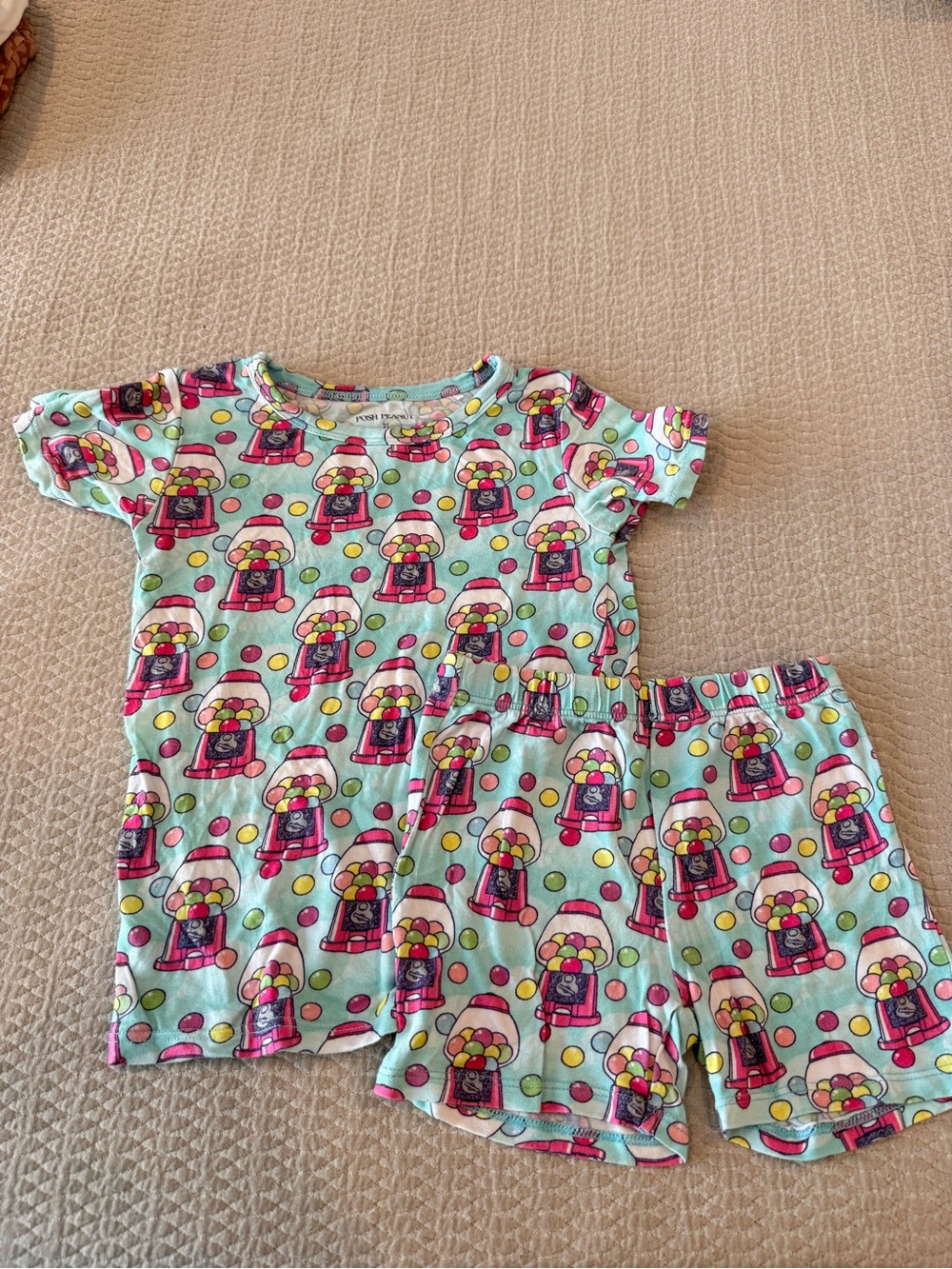 Posh Peanut Mint and Pink Gumball Machine Short Pajama Set